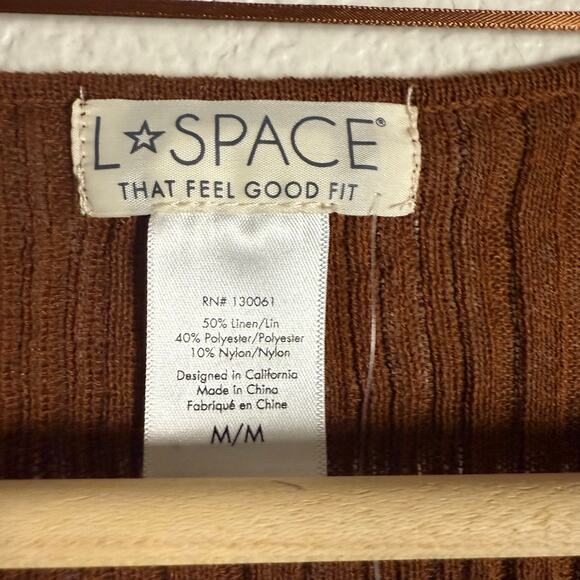 L*Space Wailea Coffee Brown Cover Up O-Ring Long Sleeve Mini Dress Size Medium - Picture 10 of 12